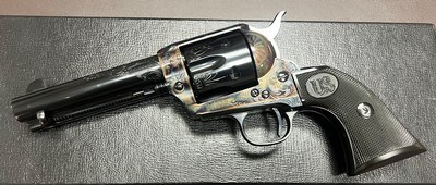 NIB UNFIRED US FIRE ARMS MFG CO (USFA) SAA.45 COLT FACTORY ARMORY A ENGRAVING BY DENNIS KIES STUNNING 24XXX SN USA BUILT REVOLVER - Image 3 of 15
