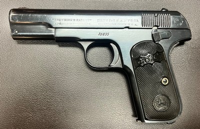 COLT 1903 .32 ACP 4” BARREL WITH EXCELLENT BORE ONE ORIGINAL MAGAZINE “BROWNINGS PATENT” MARKED SLIDE LOW 10XXX SN BUILT IN 1904 - Image 1 of 9