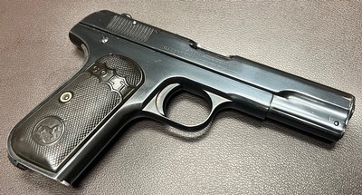 COLT 1903 .32 ACP 4” BARREL WITH EXCELLENT BORE ONE ORIGINAL MAGAZINE “BROWNINGS PATENT” MARKED SLIDE LOW 10XXX SN BUILT IN 1904 - Image 6 of 9