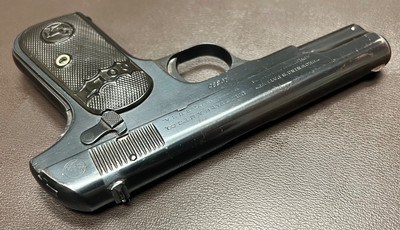COLT 1903 .32 ACP 4” BARREL WITH EXCELLENT BORE ONE ORIGINAL MAGAZINE “BROWNINGS PATENT” MARKED SLIDE LOW 10XXX SN BUILT IN 1904 - Image 7 of 9