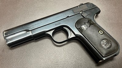 COLT 1903 .32 ACP 4” BARREL WITH EXCELLENT BORE ONE ORIGINAL MAGAZINE “BROWNINGS PATENT” MARKED SLIDE LOW 10XXX SN BUILT IN 1904 - Image 5 of 9
