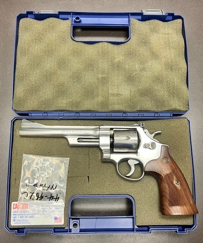 SMITH & WESSON MODEL 624 STAINLESS .44 SPECIAL 6 1/2” BARREL SLIM GRIPS TK CUSTOM MOON CLIP CONVERSION CLASSIC N FRAME PRE LOCK REVOLVER - Image 1 of 14