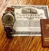 1947 Longines President Washington Solid 14K Gold Watch w/Owners manual
