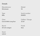 Winchester 1890 Model 90All Original and like NEW Unicorn! - 5 of 5