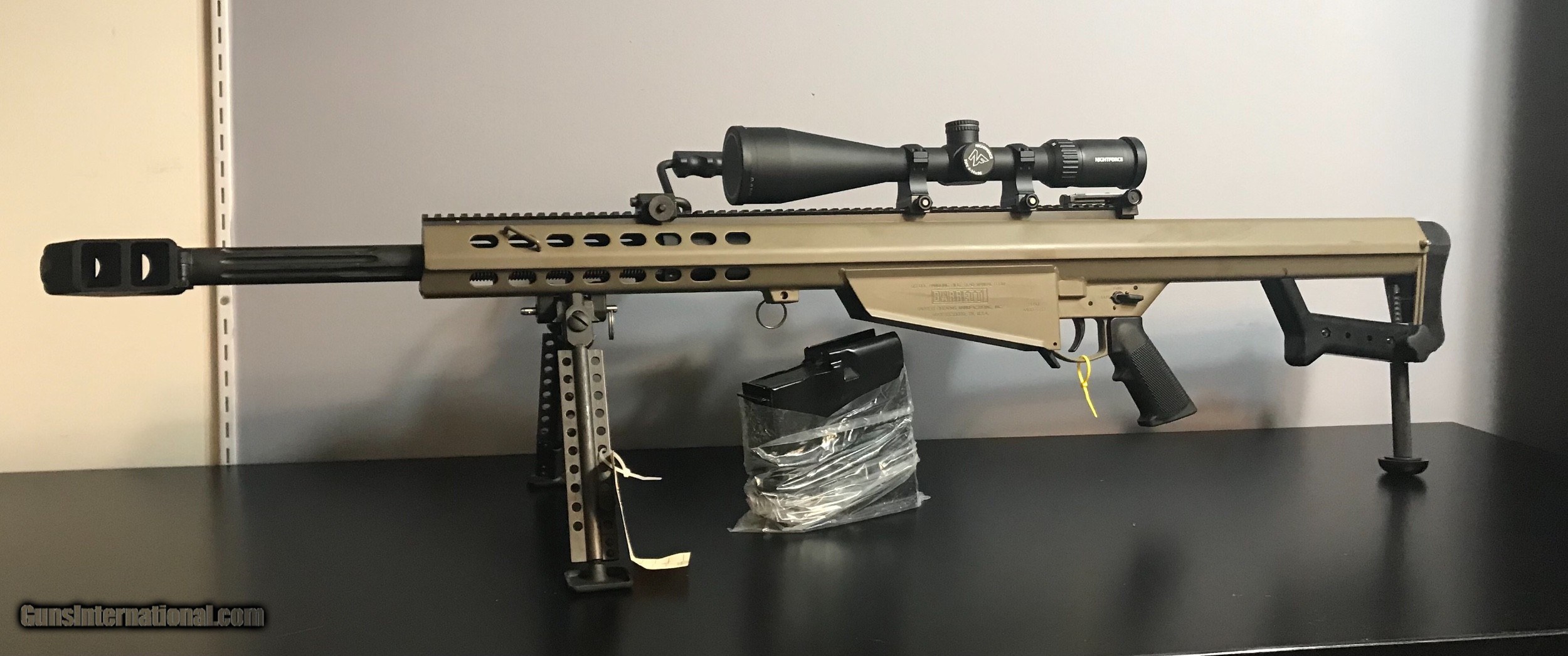 Barrett M82a1 Cqb 50 Bmg 20” Fluted Fde Rifle Kit Nightforce Scope