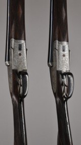 William Evans Matched Pair 12ga sidelock ejector - makers leather motor double case - circa 1936 - 9 of 19