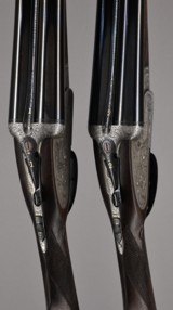 William Evans Matched Pair 12ga sidelock ejector - makers leather motor double case - circa 1936 - 8 of 19