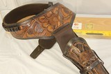 Tooled Western Gun Belt and Holster. - 2 of 5