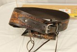 Tooled Western Gun Belt and Holster. - 4 of 5