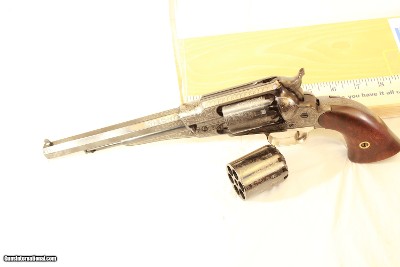 Pietta Model 1858 Remington Replica Engraved 44 Caliber Revolver with Extra Engraved Cylinder