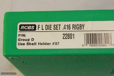 RCBS .416 Rigby dies with shell holder