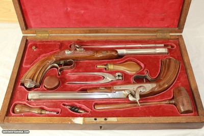 Cased set Of Percussion Dulling/Target Pistols