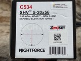 NEW NIGHTFORCE SHV 5-20X56 MOAR NON-ILLUMINATED .25MOA C534 SCOPE ZEROSET - 2 of 9