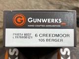 NEW GUNWERKS AMMUNITION 6MM CREEDMOOR 105 GR BERGER VLD SAME LOT - 100 RDS - 1 of 3