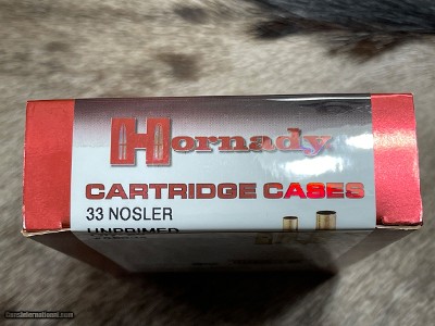 NEW 20 ROUNDS HORNADY 33 NOSLER UNPRIMED BRASS 86834