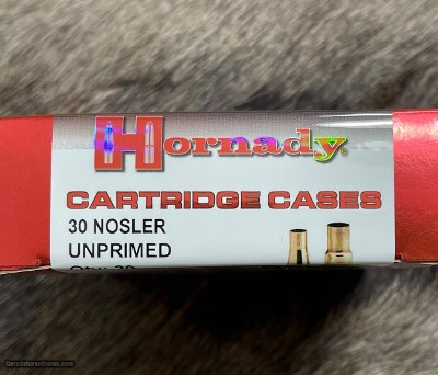 NEW 60-CT HORNADY UNPRIMED BRASS 30 NOSLER 86706