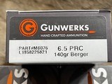NEW GUNWERKS AMMUNITION 6.5 PRC 140 GR BERGER ELITE HUNTER SAME LOT 100 RDS - 1 of 3