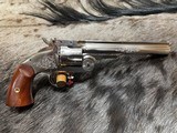 NEW ENGRAVED UBERTI SCHOFIELD NICKEL FRAME 45 COLT 7" BARREL WOOD GRIPS - LAYAWAY AVAILABLE