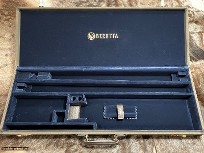 NEW BERETTA CANVAS AND LEATHER SHOTGUN CASE, 2-BARREL SET, FITS UP TO 32