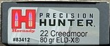 NEW HORNADY 100 ROUNDS 22 CREEDMOOR 80GR ELD-X PRECISION HUNTER AMMUNITION - SAME LOT - 3 of 6