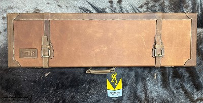 NEW JOHN M BROWNING SIGNATURE CRAZY HORSE LEATHER OVER/UNDER SHOTGUN CASE 32