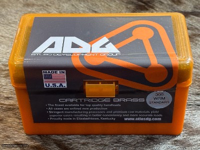 NEW ADG UNPRIMED 300 WSM (WINCHESTER SHORT MAG) BRASS BOX OF 50 ATLAS DEVELOPMENT GROUP 300WSM1-0RB