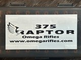 LNIB UNFIRED LEFT HAND OMEGA RIFLES CUSTOM 375 RAPTOR, GUNWERKS ACTION, BLACK COLLAR CHASSIS 16