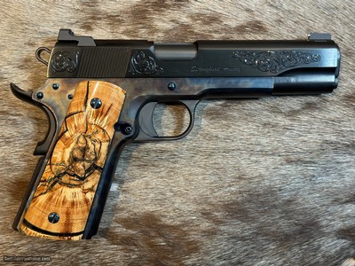 NEW NIGHTHAWK CUSTOM SHOP SPRINGFIELD GOV'T 1911 GARRISON ENGRAVED COLOR CASED 45 ACP - LAYAWAY AVAILABLE