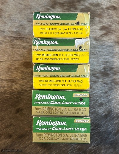 REMINGTON 7 SAUM 140GR PREMIER CORE LOKT ULTRA BONDED AMMO 100 ROUNDS