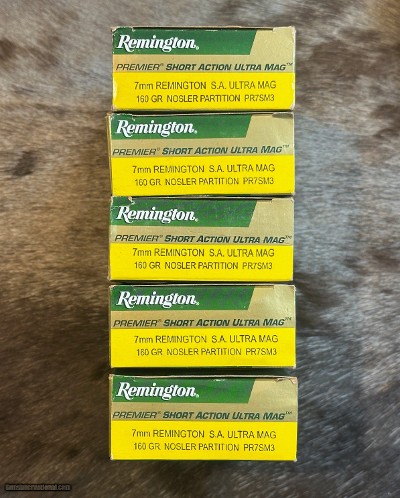 REMINGTON 7 SAUM 160GR PREMIER NOSLER PARTITION AMMO 100 ROUNDS PR7SM3