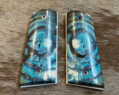 NEW NIGHTHAWK CUSTOM CROSS-CUT MAMMOTH IVORY 1911 GOV'T / COMMANDER GRIPS, AMBI CUT