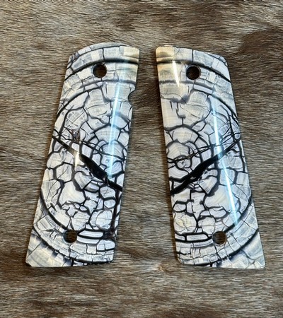 NEW NIGHTHAWK CUSTOM CROSS-CUT MAMMOTH IVORY 1911 GOV'T / COMMANDER GRIPS, AMBI CUT