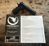 NEW NIGHTHAWK CUSTOM FIRE HAWK GOV'T 9MM 1911, IOS, BULL BARREL, RECON RAIL, SAND HAWK SERRATIONS, DLC FINISH - LAYAWAY AVAILABLE - 22 of 25