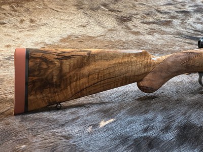 NEW JOHN RIGBY OF LONDON, HIGHLAND STALKER 275 RIGBY (7X57) MAUSER 98 BARRELED ACTION GRADE 6 WOOD, CHECKERED BOLT, GOLD REAR SIGHT #s - LAYAWAY AVAIL