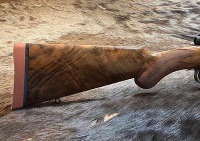 NEW JOHN RIGBY OF LONDON, HIGHLAND STALKER 308 WIN, MAUSER 98 BARRELED ACTION GRADE 6 WOOD, CHECKERED BOLT, GOLD REAR SIGHT #sLAYAWAY AVAILABLE