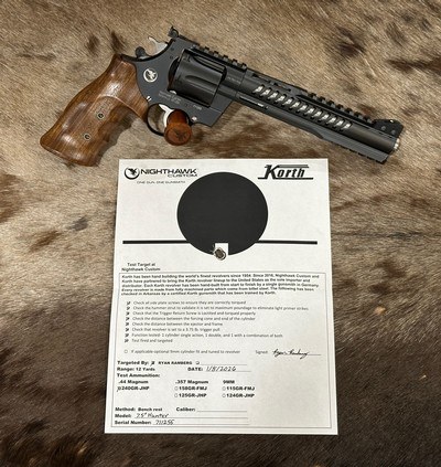 NEW NIGHTHAWK CUSTOM KORTH HUNTER 6-SHOT 44 REMINGTON MAGNUM 7.5