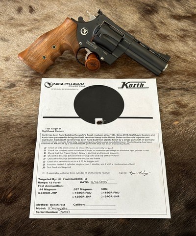 NEW NIGHTHAWK CUSTOM KORTH MONGOOSE 44 REMINGTON MAGNUM 4