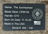 NEW NEW NIGHTHAWK CUSTOM ROCK RIVER IRON WORKS JOURNEYMAN LIMITED EDITION KNIFE - Image 11 of 15