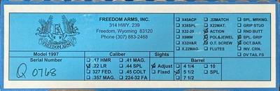 NEW FREEDOM ARMS MODEL 97 PREMIER GRADE 22LR 5.5