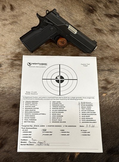 NEW NIGHTHAWK CUSTOM DOUBLE AGENT DOUBLE STACK 4.25