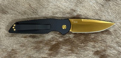 NEW NIGHTHAWK CUSTOM PROTECH TR3 DOUBLE STACK AUTOMATIC KNIFE TiN GOLD - Image 8 of 19