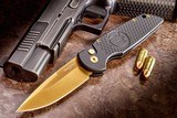 NEW NIGHTHAWK CUSTOM PROTECH TR3 DOUBLE STACK AUTOMATIC KNIFE TiN GOLD - Image 1 of 19