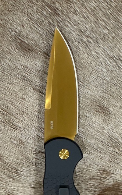 NEW NIGHTHAWK CUSTOM PROTECH TR3 DOUBLE STACK AUTOMATIC KNIFE TiN GOLD - Image 10 of 19