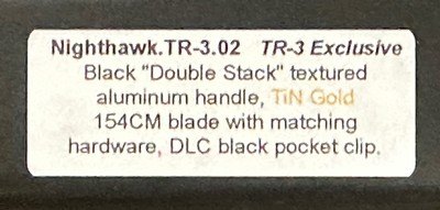 NEW NIGHTHAWK CUSTOM PROTECH TR3 DOUBLE STACK AUTOMATIC KNIFE TiN GOLD - Image 18 of 19