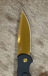 NEW NIGHTHAWK CUSTOM PROTECH TR3 DOUBLE STACK AUTOMATIC KNIFE TiN GOLD - Image 10 of 19