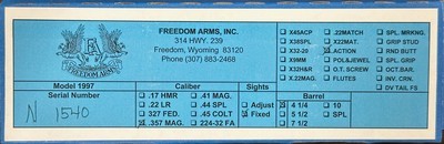 NEW FREEDOM ARMS MODEL 97 PREMIER GRADE 357 MAGNUM, ACTION WORK, FREE SAFARI - LAYAWAY AVAILABLE - Image 23 of 24