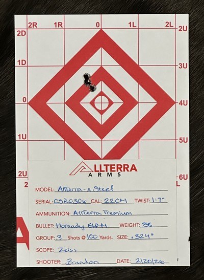 NEW ALLTERRA ARMS ALLTERRA-X 22 CREEDMOOR STEEL 18