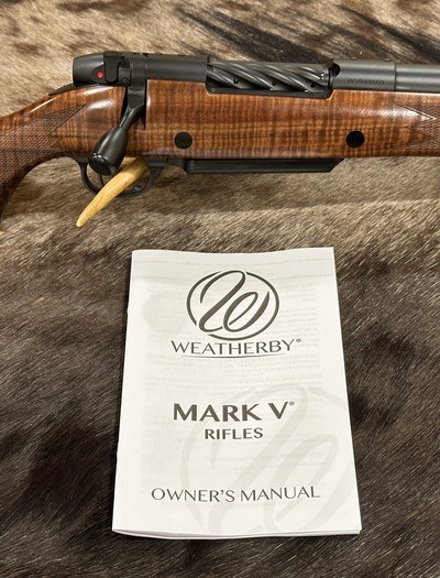 NEW WEATHERBY MARK V FRONTIER 375 H&H MAG, EXHIBITION WALNUT STOCK 24