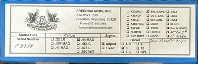 NEW FREEDOM ARMS MODEL 83 PREMIER GRADE 44 REMINGTON MAGNUM 6