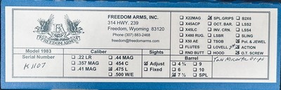 NEW FREEDOM ARMS MODEL 83 PREMIER GRADE 475 LINEBAUGH 7.5